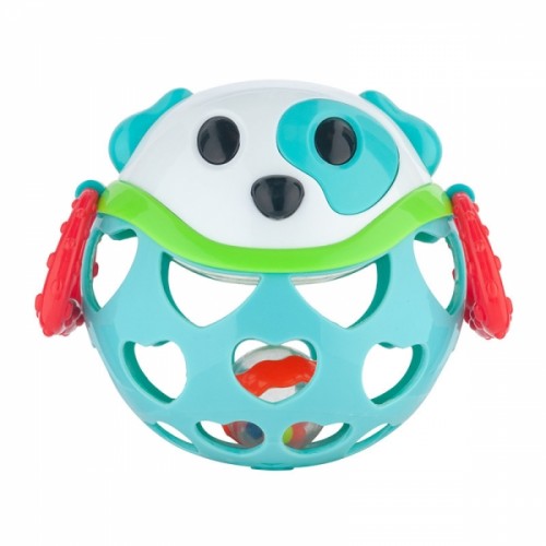Interaktívna hračka Canpol Babies, loptička s hrkálkou - Psík tyrkysový