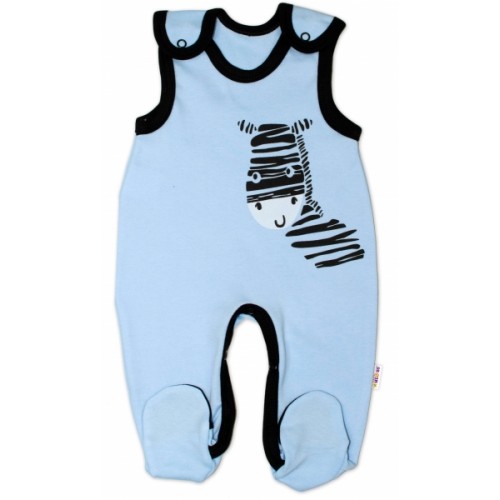 Dojčenské bavlnené dupačky Baby Nellys, Zebra - modré, velˇ. 74