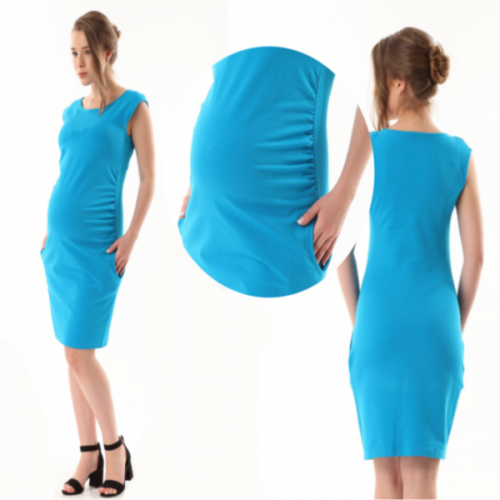 Gregx Elegantné tehotenské šaty bez rukávov - tm. sivá, veľ. M/L