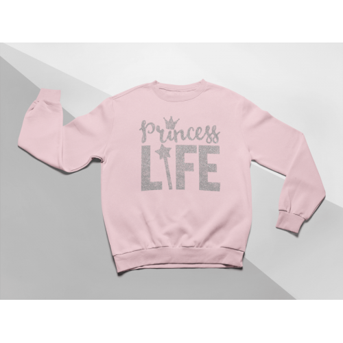 KIDSBEE Moderná detská dievčenská mikina Princess Life - růžová, veľ. 134