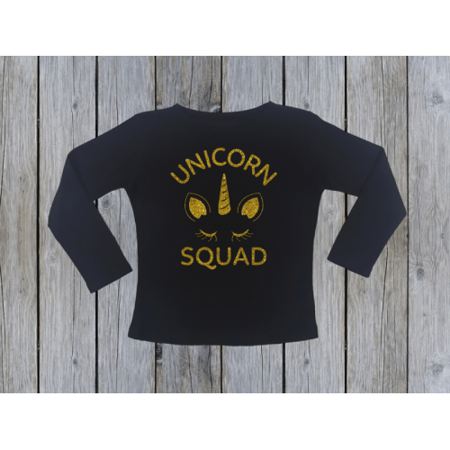 KIDSBEE Dievčenské bavlnené tričko Unicorn Squad - čierne, veľ. 116