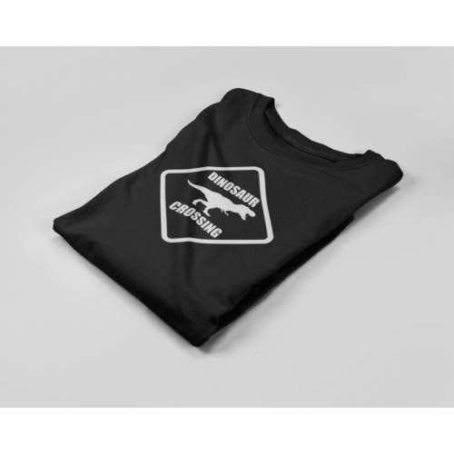 KIDSBEE Chlapčenské bavlnené tričko Dinosaurus - čierne, veľ. 134