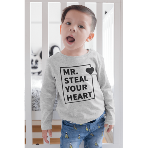 KIDSBEE Chlapčenské  bavlnené tričko MR. Steal your heart - sv. sivé veľ. 110