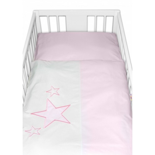 Baby Nellys Obliečky do postieľky Baby Stars  - ružové, veľ. 135x100 cm