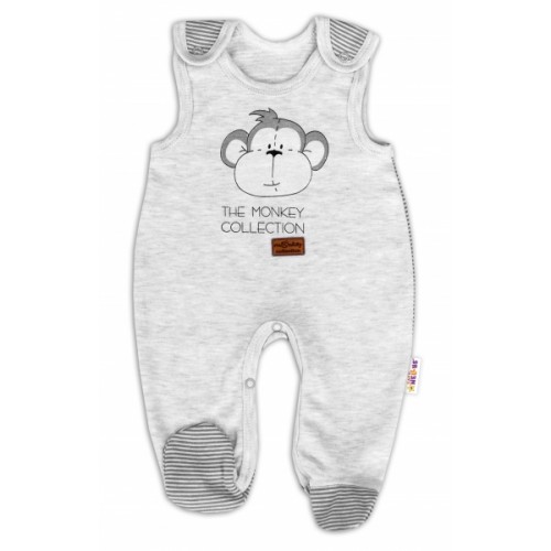Dojčenské bavlnené dupačky Baby Nellys Monkey - sv. sivý melírek