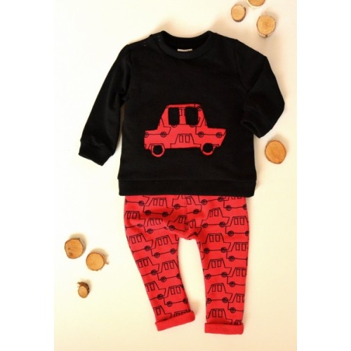 K-Baby Sada triko/mikinka + tepláčky Army - čierna/červená, veľ. 74
