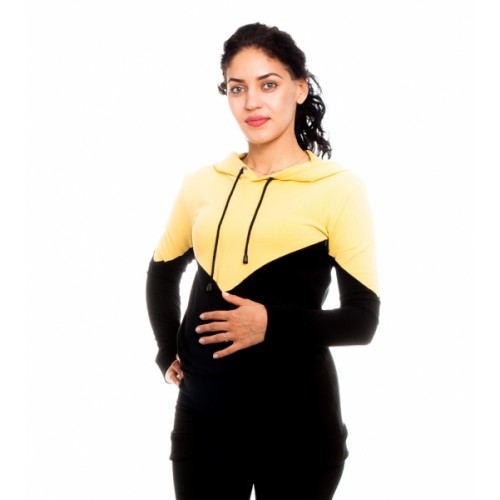 Be MaaMaa Tehotenské, dojčiace triko/mikina s kapucňou, čierno/žltý