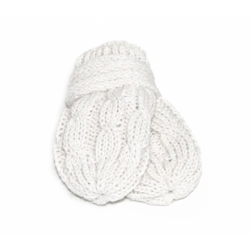 BABY NELLYS Zimné pletené dojčenské rukavičky so vzorom - biele