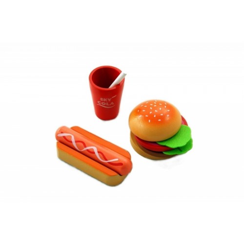 Lelin Drevená hračka - Fast food sada