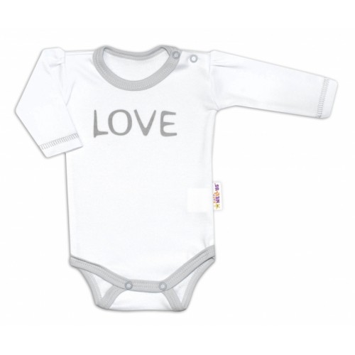 Baby Nellys Body dlhý rukáv Love - biely