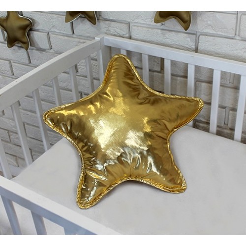 Baby Nellys Dekoračné obojstranný vankúšik - Hviezdička, 45 cm - zlatý