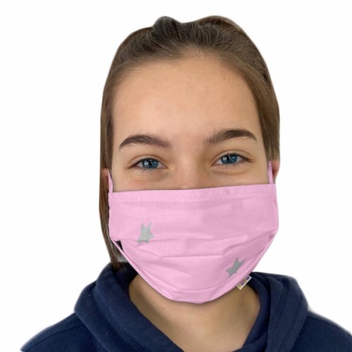 Detská bavlnená rúška, dvojvrstvová s vreckom na filter, na gumku  - dievčence motivy