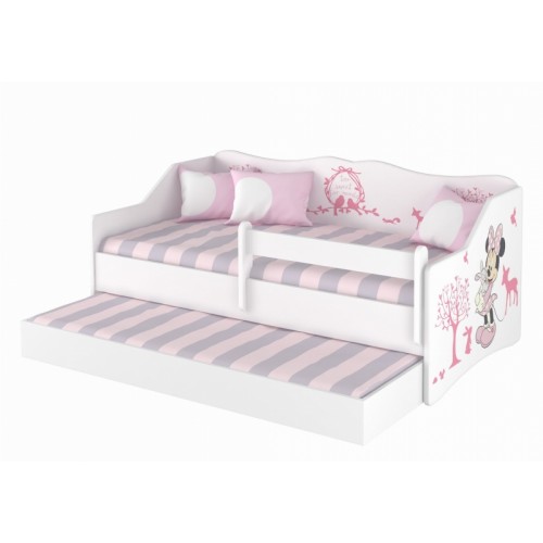 Babyboo Detská posteľ LULU 160 x 80 cm - biela Minnie Zveratka