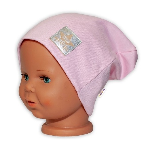 Baby Nellys Hand Made Detská funkčná čiapka s dvojitým lemom - sv. růžová, vel. 110