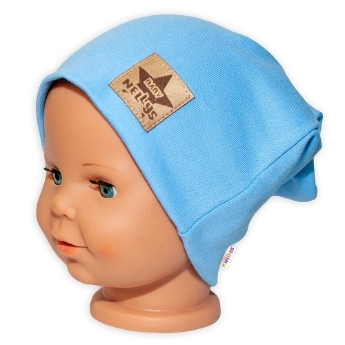 Baby Nellys Hand Made Detská funkčná čiapka s dvojitým lemom - sv. modrá, vel. 110