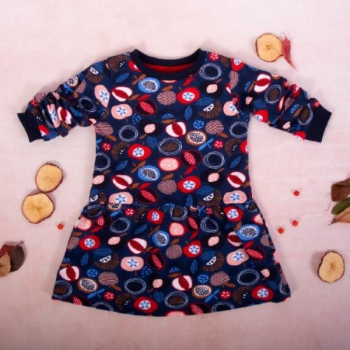 K-Baby Dievčenské bavlnené šaty, Ovocie - granátové, veľ. 110