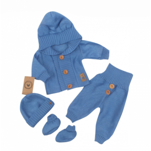 Z&Z 4-dielna kojenecká súpravička, kabátik, tepláčky, čiapočka a topánočky - jeans, veľ.74