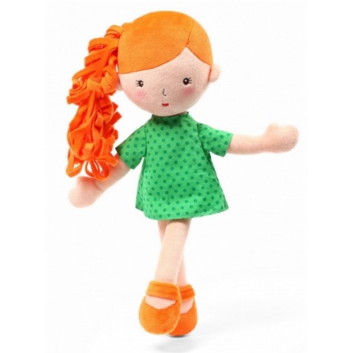 BabyOno Látková bábika Hannah - oranžová/zelená