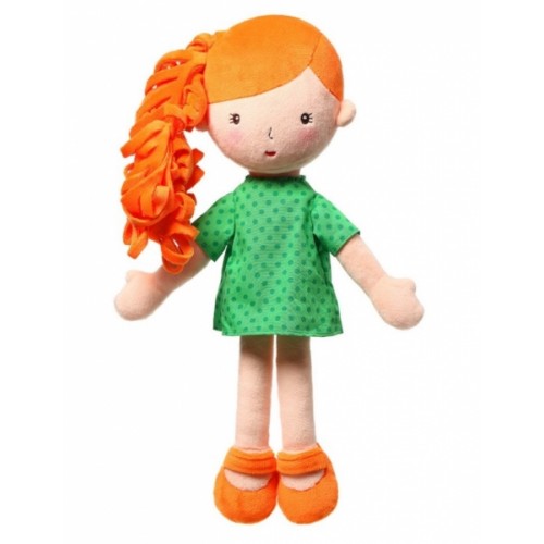 BabyOno Látková bábika Hannah - oranžová/zelená