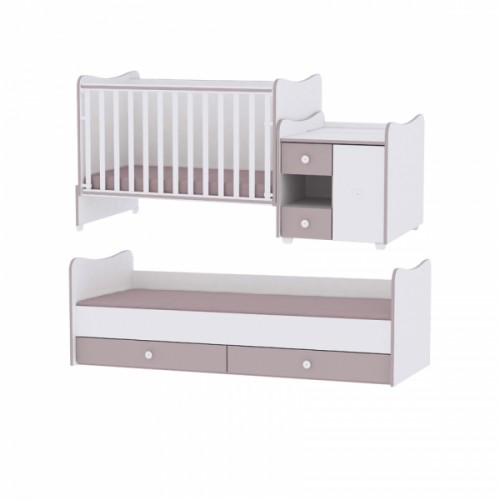 Multifunkčná detská postieľka Lorelli MINI MAX New 190x72 WHITE/VINTAGE GRAY