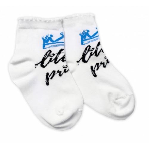 Baby Nellys Bavlnené ponožky Little prince - biele