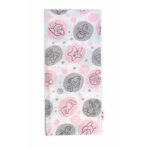 Baby Nellys Kvalitná bavlnená plienka - Tetra Premium, 70x80cm -Sweet Love, ružová