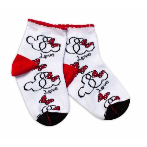 Baby Nellys Bavlnené ponožky Minnie Love - biele, veľ. 122/128