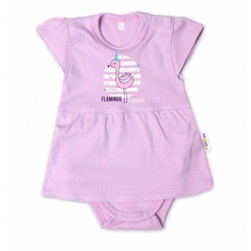 Baby Nellys Bavlnené dojčenské sukničkobody, kr. rukáv, Flamingo - lila, veľ. 80
