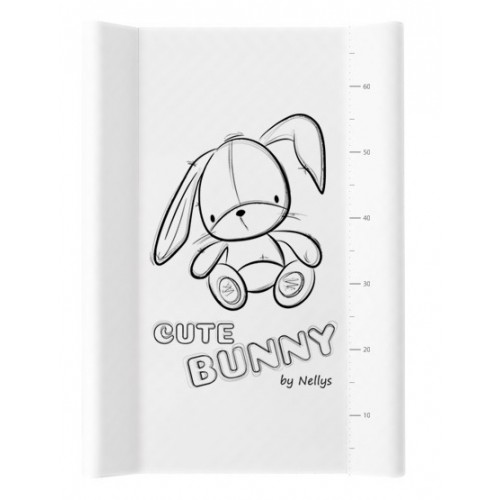 NELLYS Prebaľovacia podložka, mäkká, vyvýšené boky, Cute Bunny, 50 x 70cm, biela