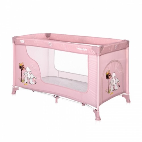 Cestovná postieľka Lorelli MOONLIGHT 1 LAYER BEIGE ROSE RABBITS