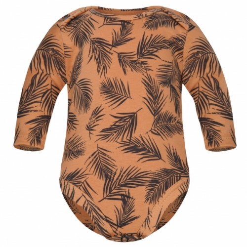 Baby Nellys Bavlnené body dl. rukáv, Palmy - medové