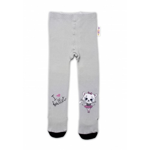 Baby Nellys Bavlnené pančucháče Mačička - sivé, veľ. 92/98