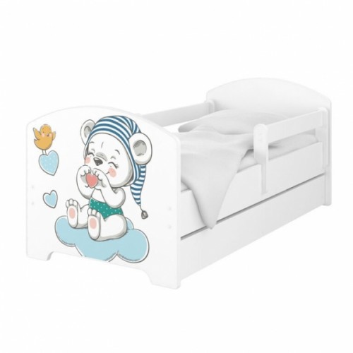 Babyboo Detská posteľ 140 x 70 cm - Macko s čiapkou + šuplík