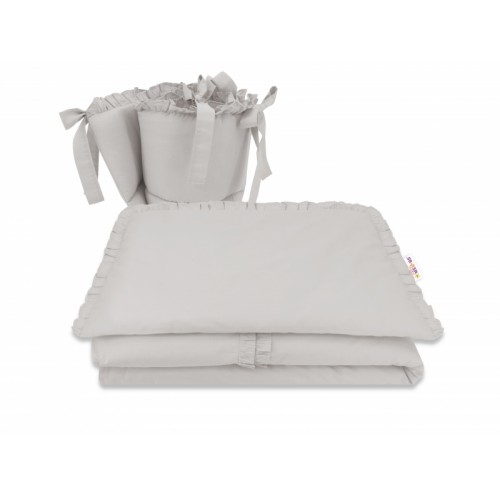 BABY NELLYS 3-dielna sada mantinel s obliečkami, Royal - sivá, 135 x 100 cm