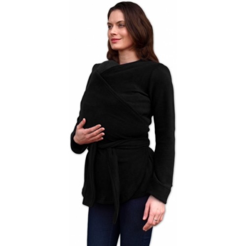 JOŽÁNEK Zavinovací kabátik pre nosiacich, tehotné - fleece - čierna, veľ. M/L