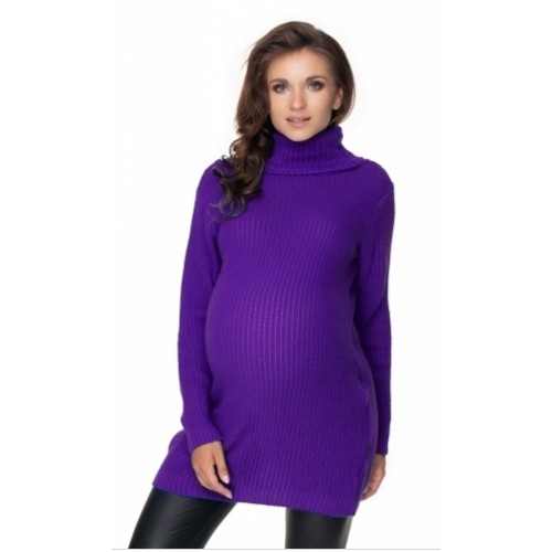 Be MaaMaa Dlhý tehotenský sveter - fialová