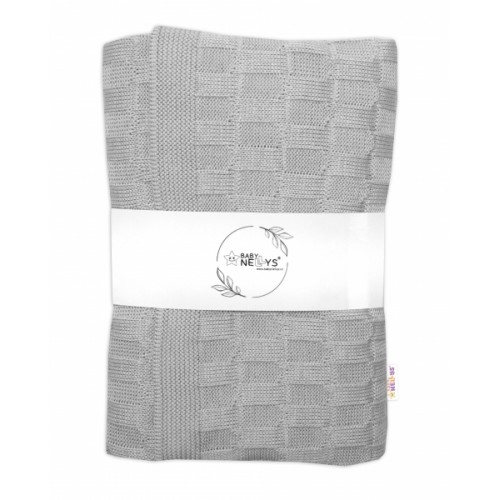 Luxusná bavlnená pletená deka, dečka CUBE, 80 x 100 cm - sivá