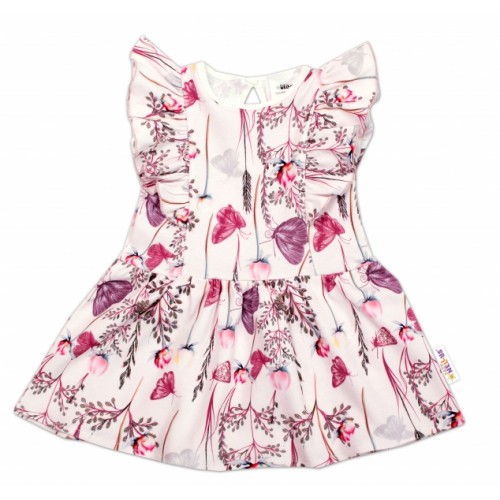 Baby Nellys Letné šaty s krátkym rukávom Motýliky - ružové, veľ. 86