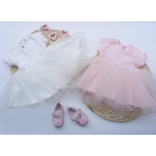 G-baby Sviatočné šaty s výšivkou a tylom - ružové, veľ. 98