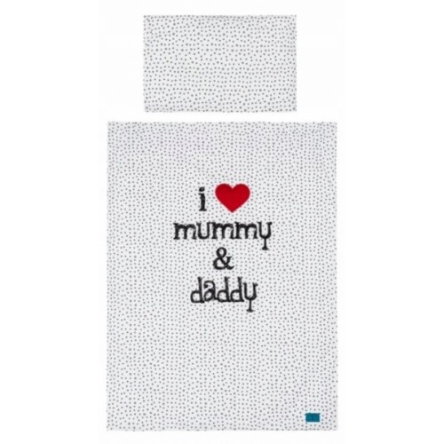 Belisima 2-dielne obliečky do postieľky I Love Mummy & Daddy, 120x90cm, biela