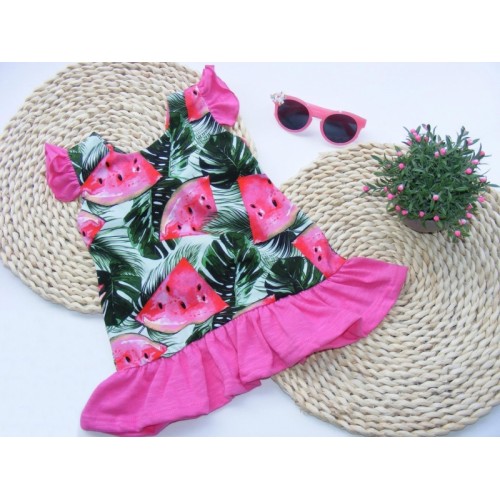 G-baby Letné šaty s volánikmi Melón - ružové