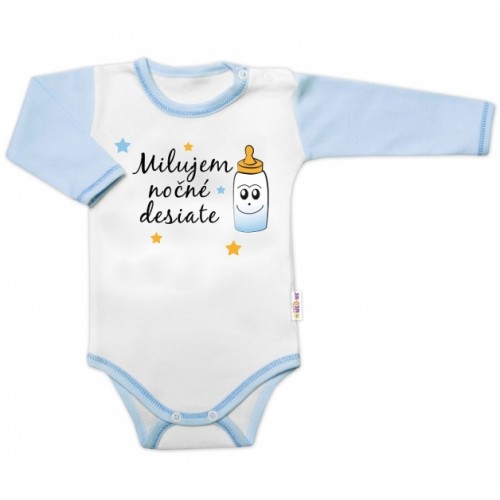 Body dl.rukáv s vtip. textom Baby Nellys, Milujem nočné desiate, veľ. 80, chalan