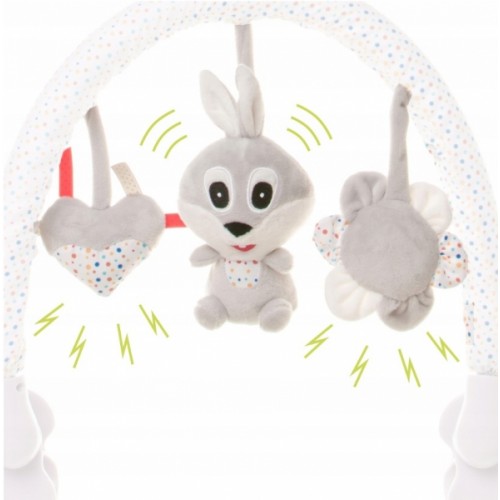 4Baby Plyšový oblúk s hračkami Rabbit, sivý