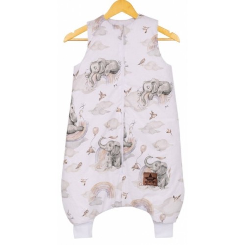Baby Nellys Spací vak s nohavičkami 88 cm, Slon a dúha, biela s potľačou