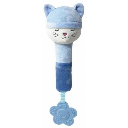 Plyšová hračka Tulilo s pískátkem a hryzátkom Spící Macička, 17 cm - modrá