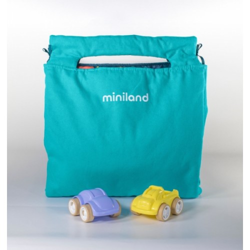 Miniland hracia deka s 2 autíčkami Vesmír, modrá/oranžová
