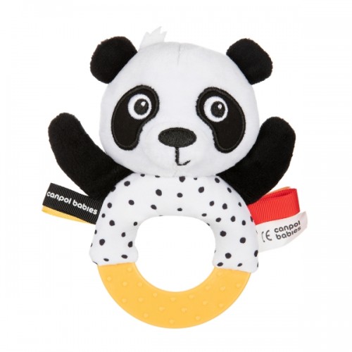 Plyšová senzorická hrkálka s hryzátkom Canpol Babies Panda