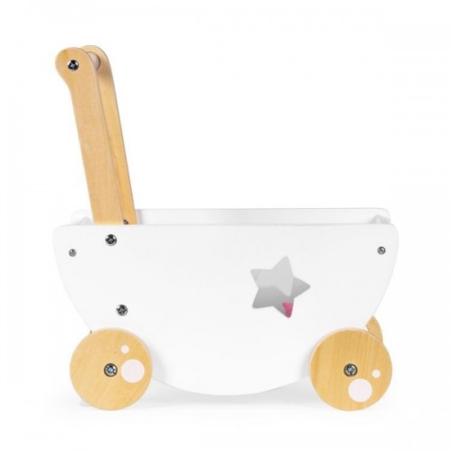 Drevený kočík pre bábiky Eco toys Star, biely