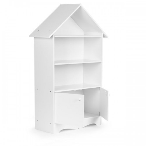 Drevená knižnica/skriňa na hračky Eco Toys Domček, biela