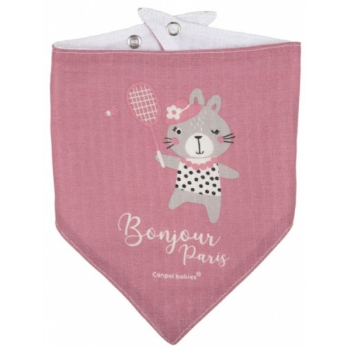Detský mušelínový podbradník Canpol Babies - Bonjour Paris, ružový, 2 ks